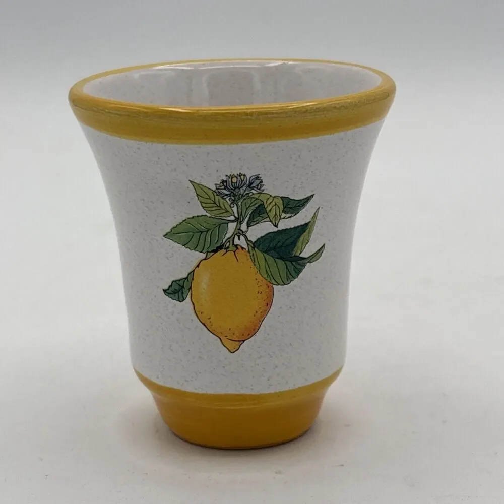 Pallini Limoncello Shot Glass Deruta Italy Pottery Barware Lemon